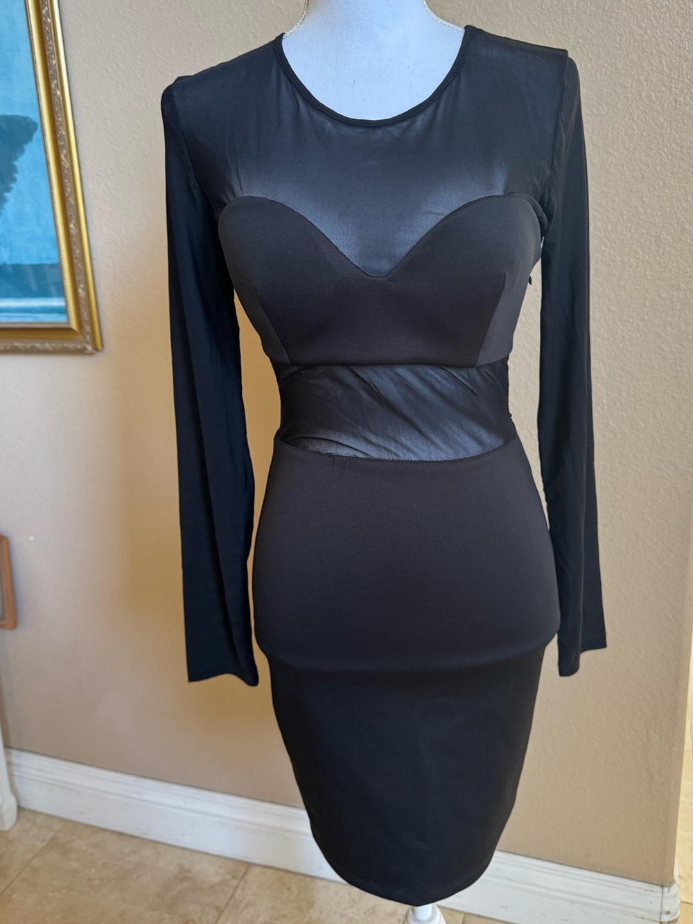 Lush Black Long Sleeve Midi Dress. Size Small NWT